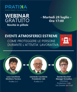Webinar eventi atmosferici estremi: come proteggere le persone durante l'attività lavorativa