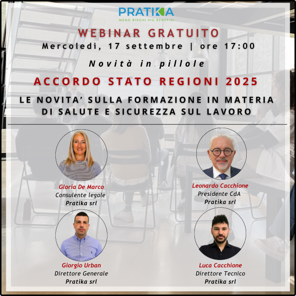 Webinar Accordo Stato Regioni 2025: le novità sulla formazione in materia di salute e sicurezza sul lavoro